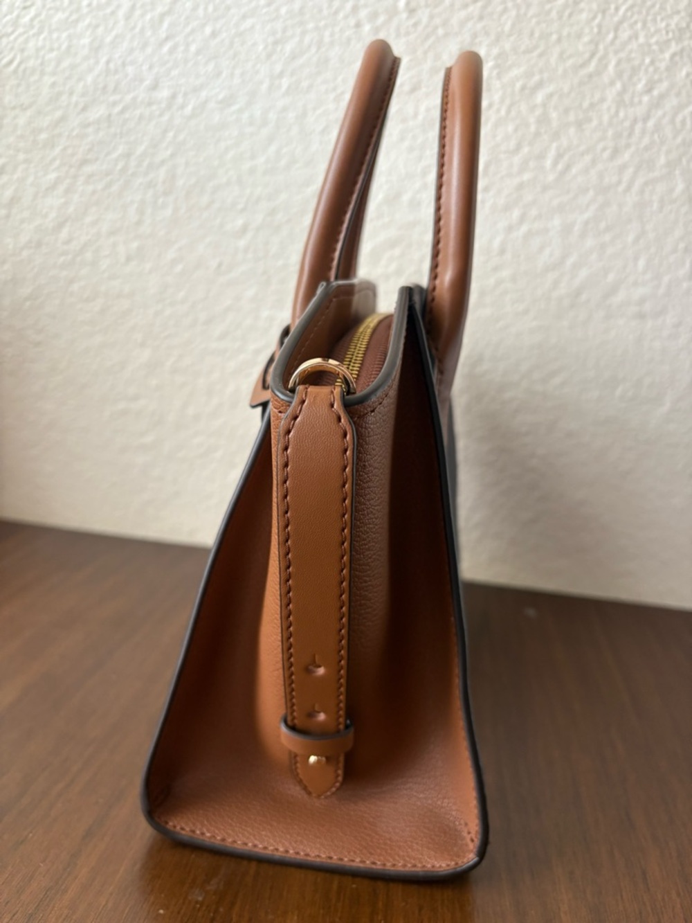 Michael Kors Avril Small Top Zip Signature Brown and Tan Satchel *No Strap - Picture 3 of 10
